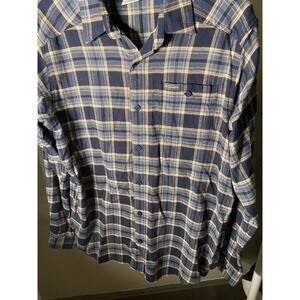 Columbia Plaid Flannel Navy Long Sleeve Button Up Size Medium